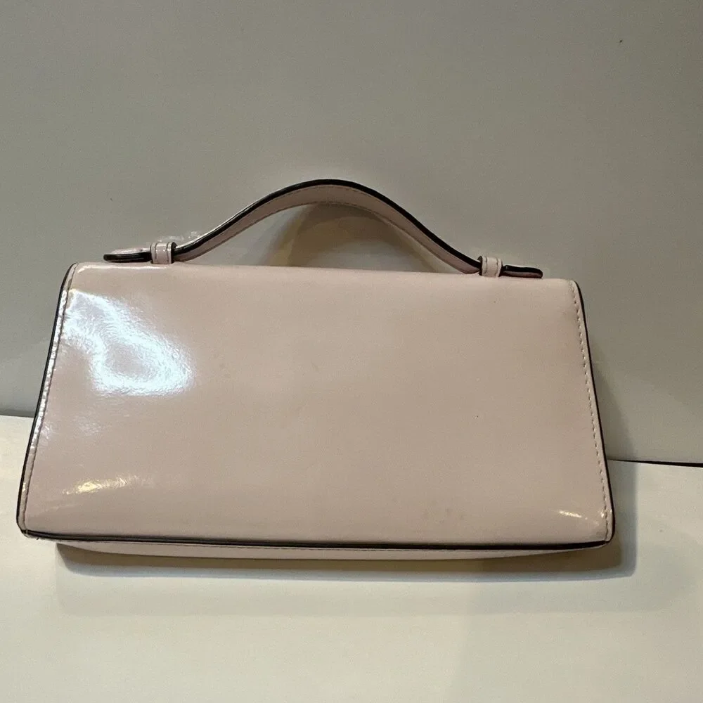 Tory Burch Robinson Pink Lily Patent Leather Top Handle Clutch/Crossbody Bag